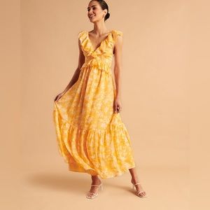 Abercrombie and Fitch Drama Ruffle Maxi Dress Medium Petit EUC